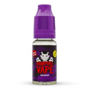 Vampire Vape Banana | Vampire Vape Juice | A smooth and sweet e-liquid reminiscent of those foam banana sweets we all love. Refreshing flavour. Choose from 0mg to 18mg nicotine strength. Multi-pack deals available from www.nicjuice.co.uk