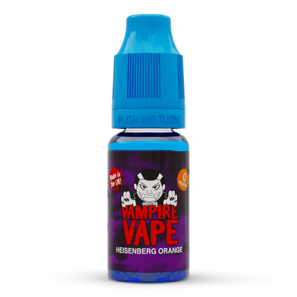 Vampire Vape Heisenberg Orange E-Liquid | Vampire Vape Juice | Heisenberg Orange mixes in a sweet and citrusy orange soda to the iconic Heisenberg flavour for a truly unique vaping experience. Choose from 0mg to 18mg nicotine strength. Multi-pack deals available from www.nicjuice.co.uk