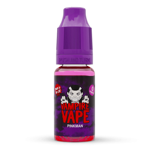 Vampire Vape Pinkman 70/30 E-Liquid | Vampire Vape Juice | The 70VG/30PG blend produces large clouds and has a much less harsh throat hit than our high PG ratio. Choose from 0mg to 18mg nicotine strength. Multi-pack deals available from www.nicjuice.co.uk