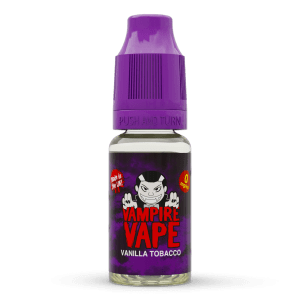 Vampire Vape Vanilla Tobacco E-Liquid - Vanilla Tobacco | Vampire Vape Juice | A sweet blend of rich vanilla blended with a mellow earthy tobacco flavour to create a moreish e-liquid. Choose from 0mg to 18mg nicotine strength. Multi-pack deals available from www.nicjuice.co.uk