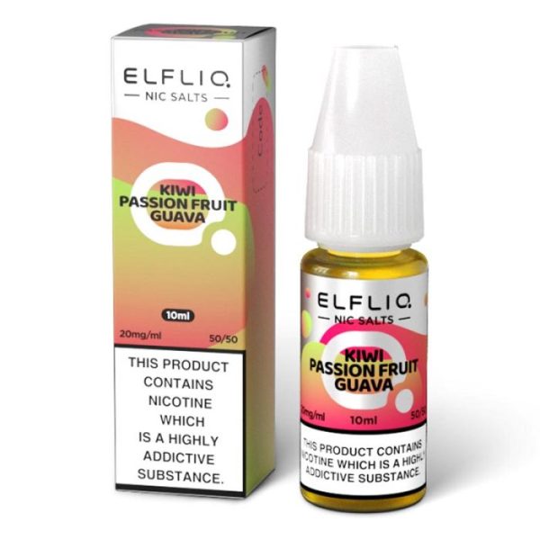 ELFLIQ Nic Salts Kiwi Passion Fruit Guava 20mg | ELF BAR Vape Juice Kiwi Passion Fruit Guava 20mg | Shop Vape Deals at URBAN VAPE